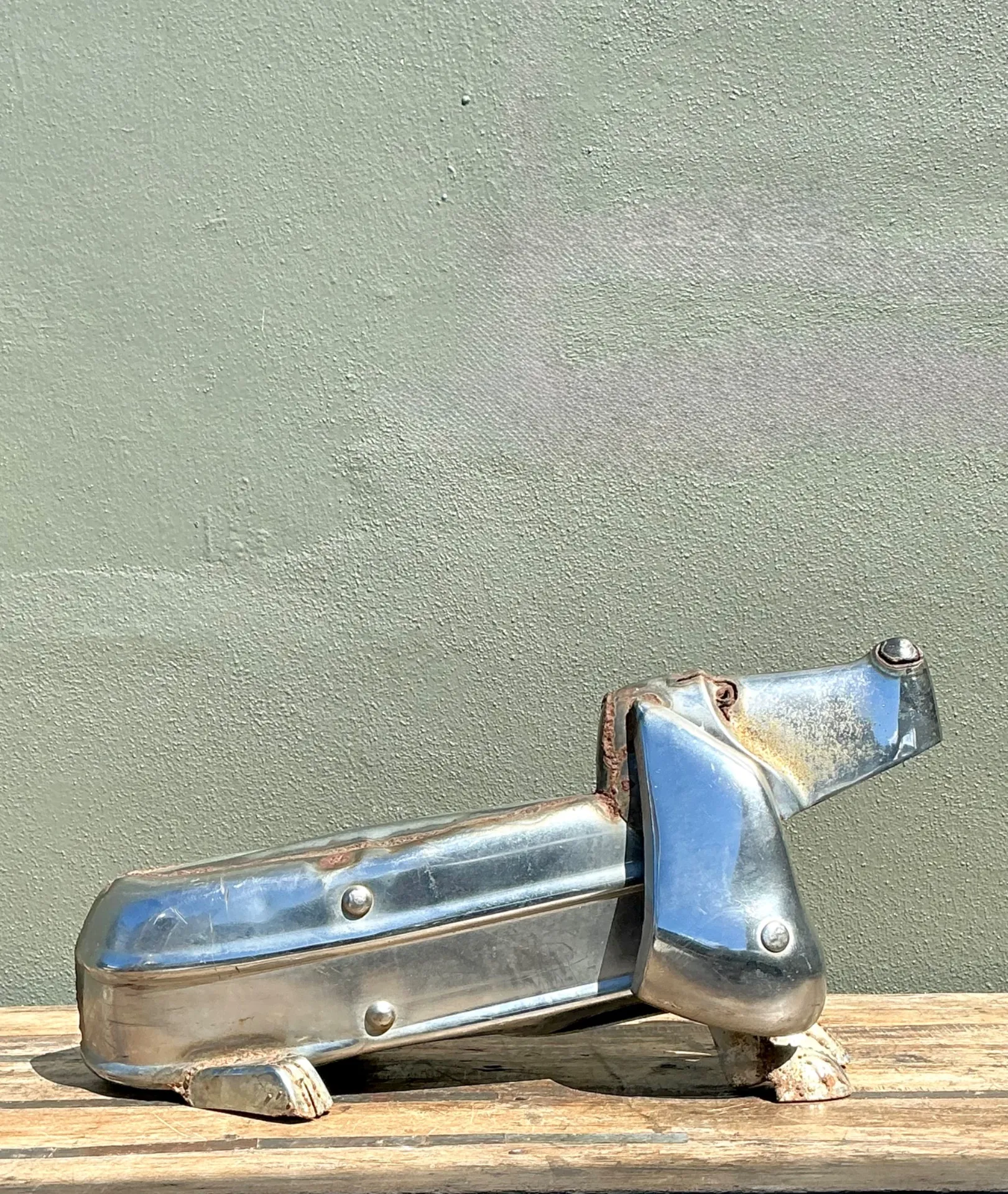 Vintage Chrome Bumper Abstract Dachshund Sculpture — additional photo 7