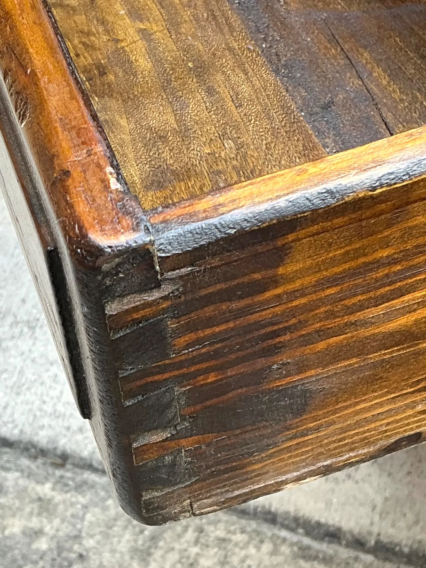 Vintage Monumental Rustic Wood and Marble Console Table — additional photo 7