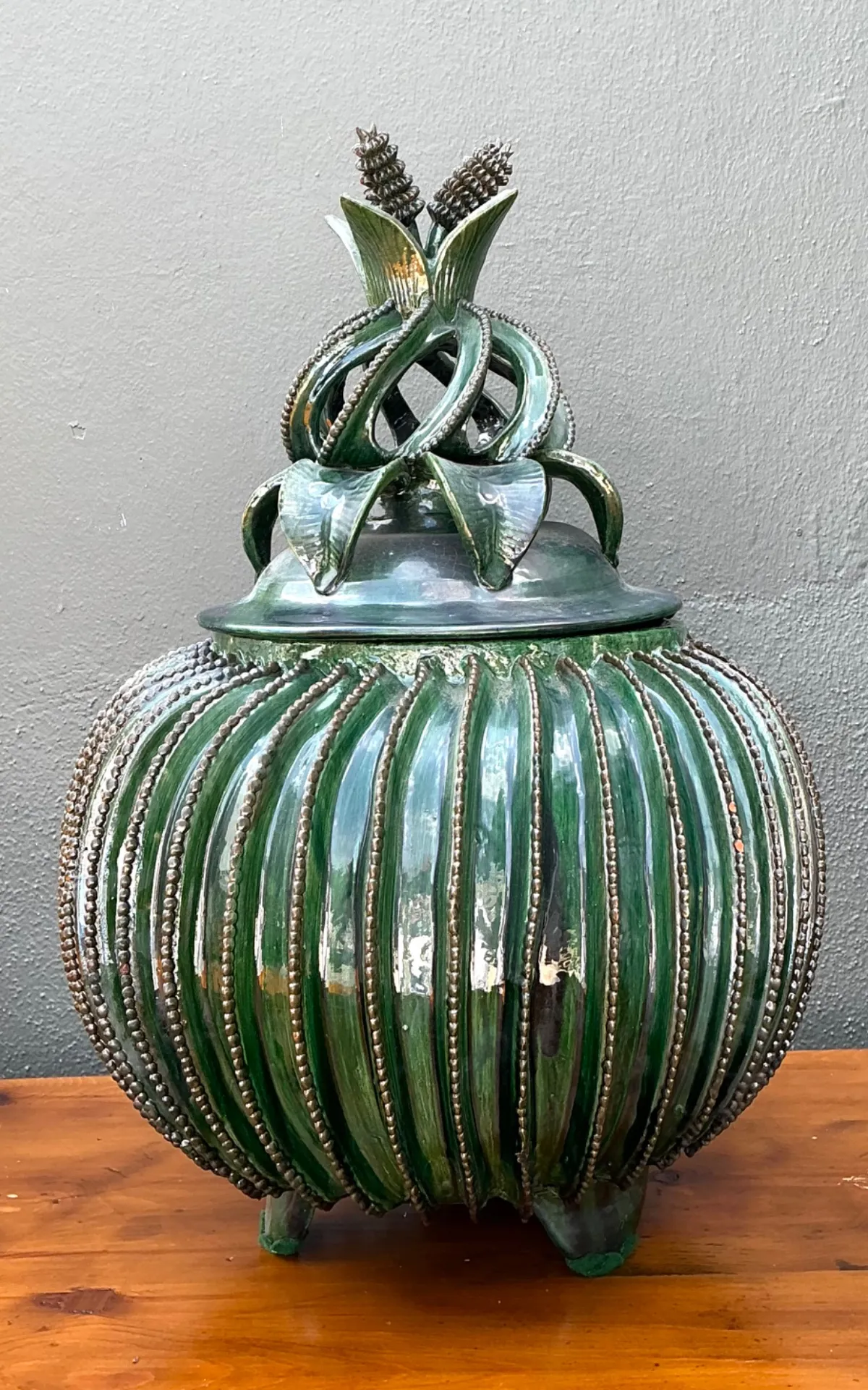 Vintage Hilario Alejo Madrigal Glazed Terracotta Pineapple Jar — additional photo 5