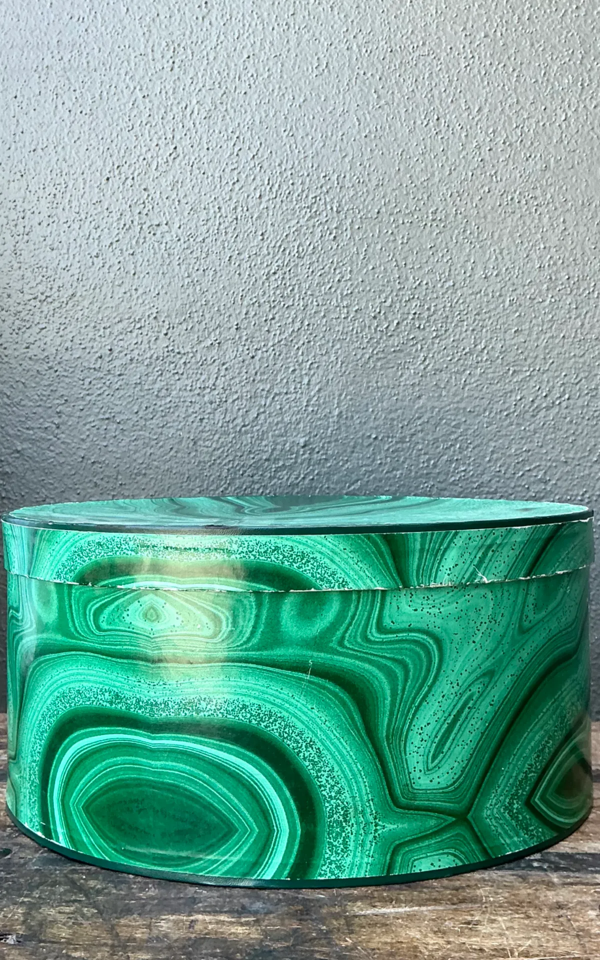 Vintage Green Malachite-Style Decorative Hat Box — additional photo 2