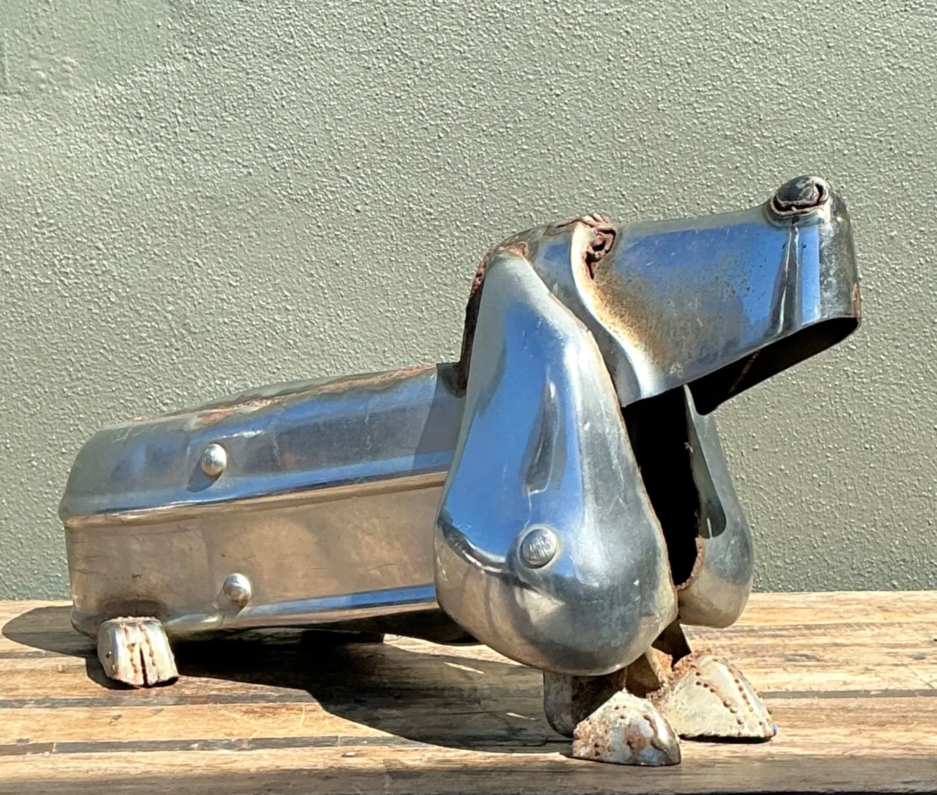 Vintage Chrome Bumper Abstract Dachshund Sculpture — additional photo 8