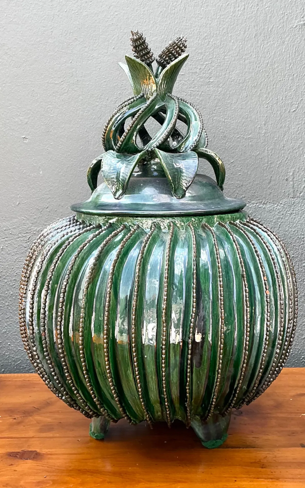 Vintage Hilario Alejo Madrigal Glazed Terracotta Pineapple Jar — additional photo 6
