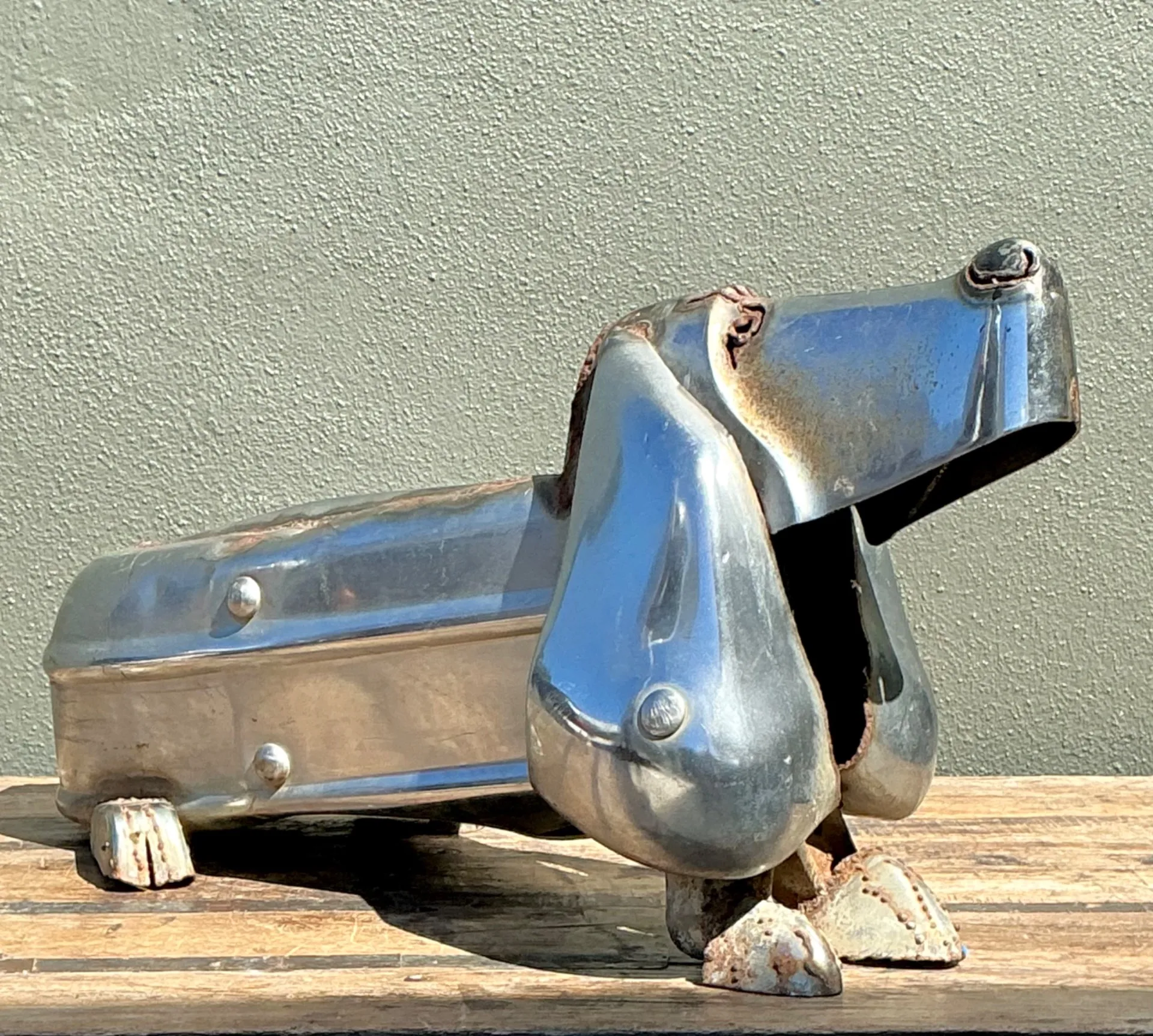 Vintage Chrome Bumper Abstract Dachshund Sculpture — additional photo 5