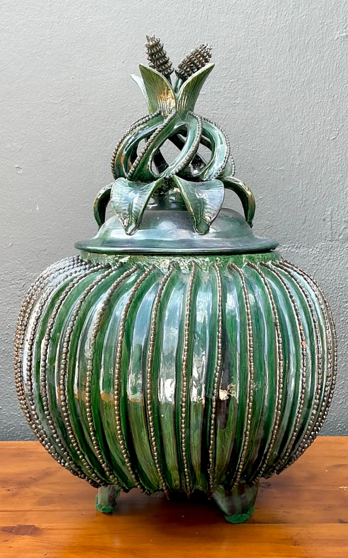 Vintage Hilario Alejo Madrigal Glazed Terracotta Pineapple Jar — additional photo 8