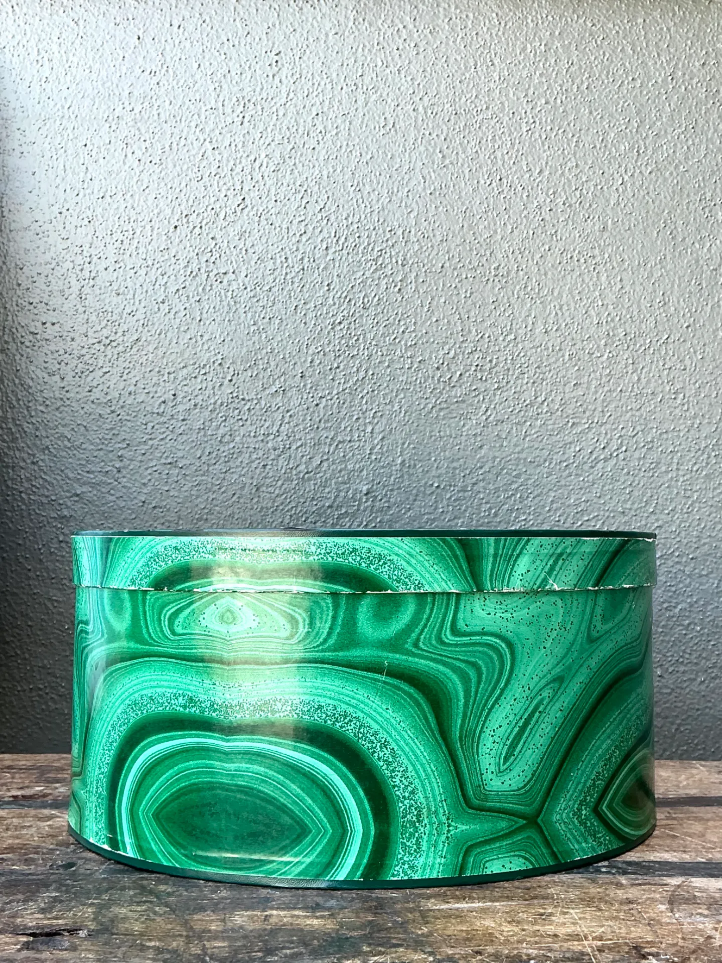 Vintage Green Malachite-Style Decorative Hat Box — additional photo 8