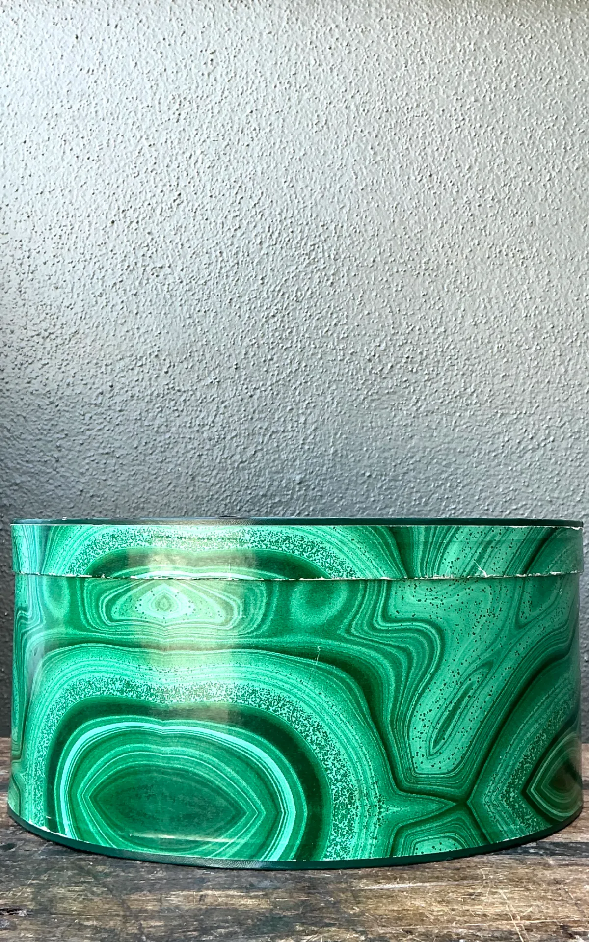 Vintage Green Malachite-Style Decorative Hat Box — additional photo 8