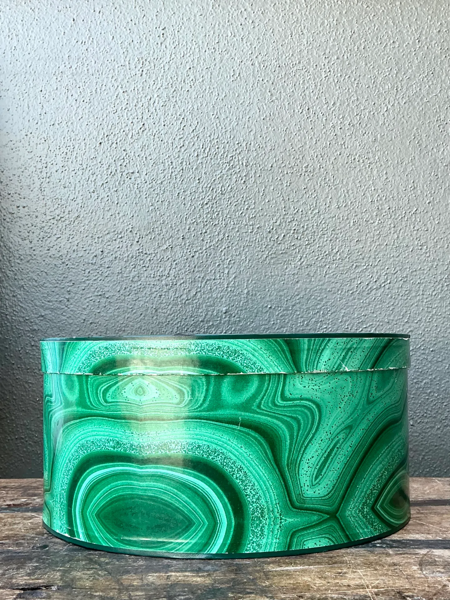 Vintage Green Malachite-Style Decorative Hat Box — additional photo 4