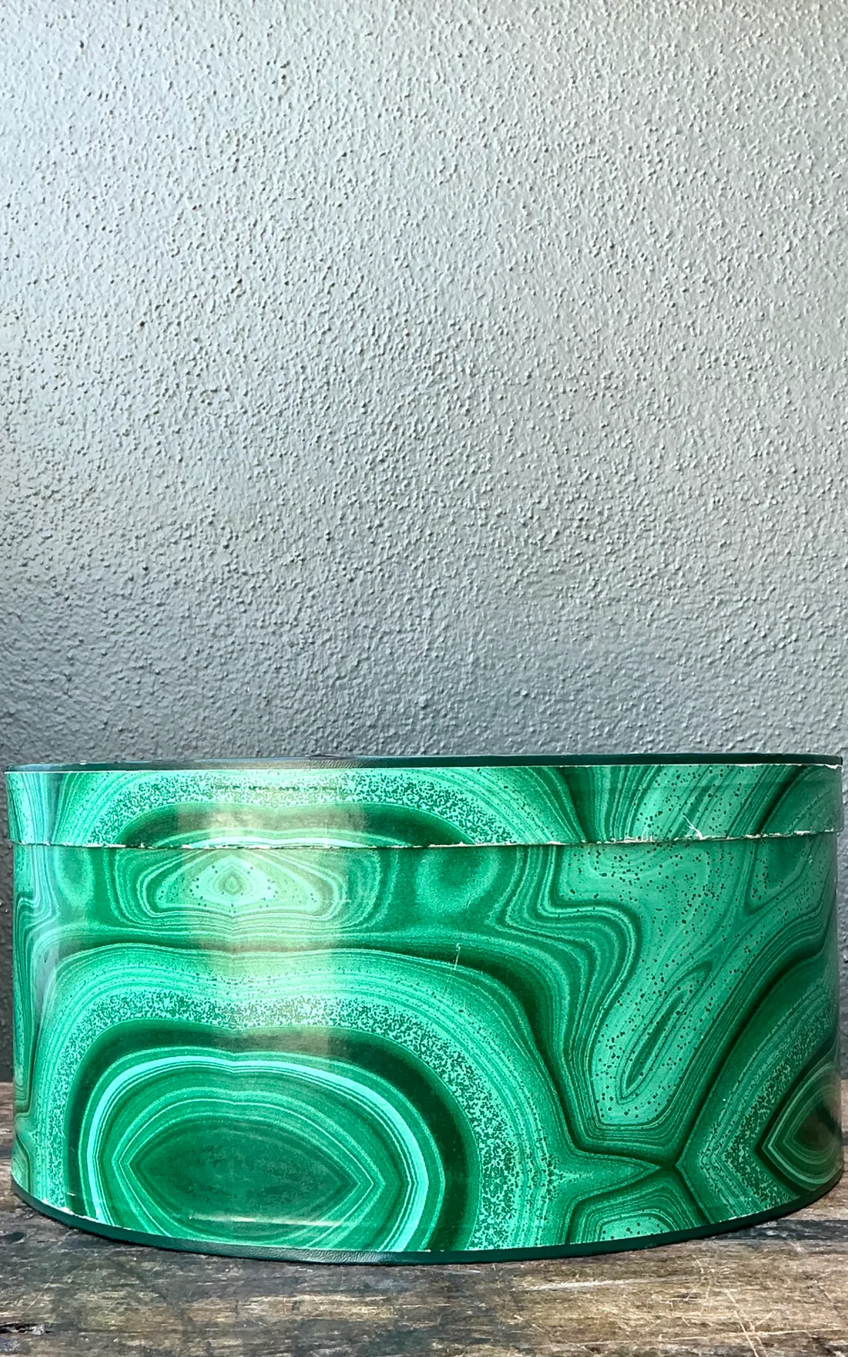 Vintage Green Malachite-Style Decorative Hat Box — additional photo 4