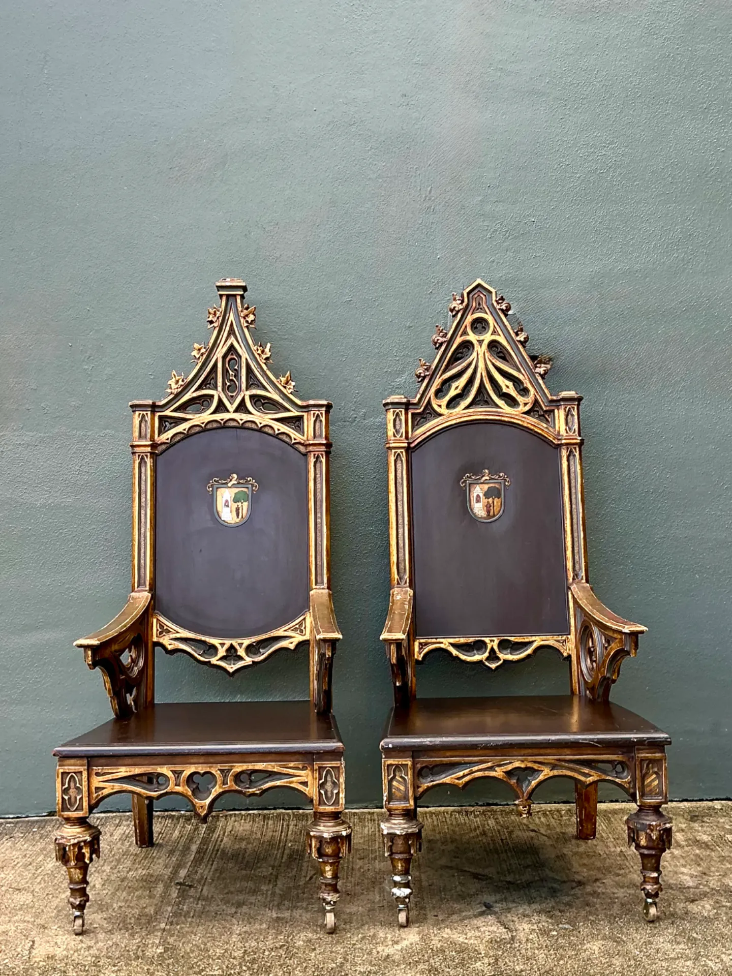 19th Century Gothic Wood High Back Chairs — additional photo 8