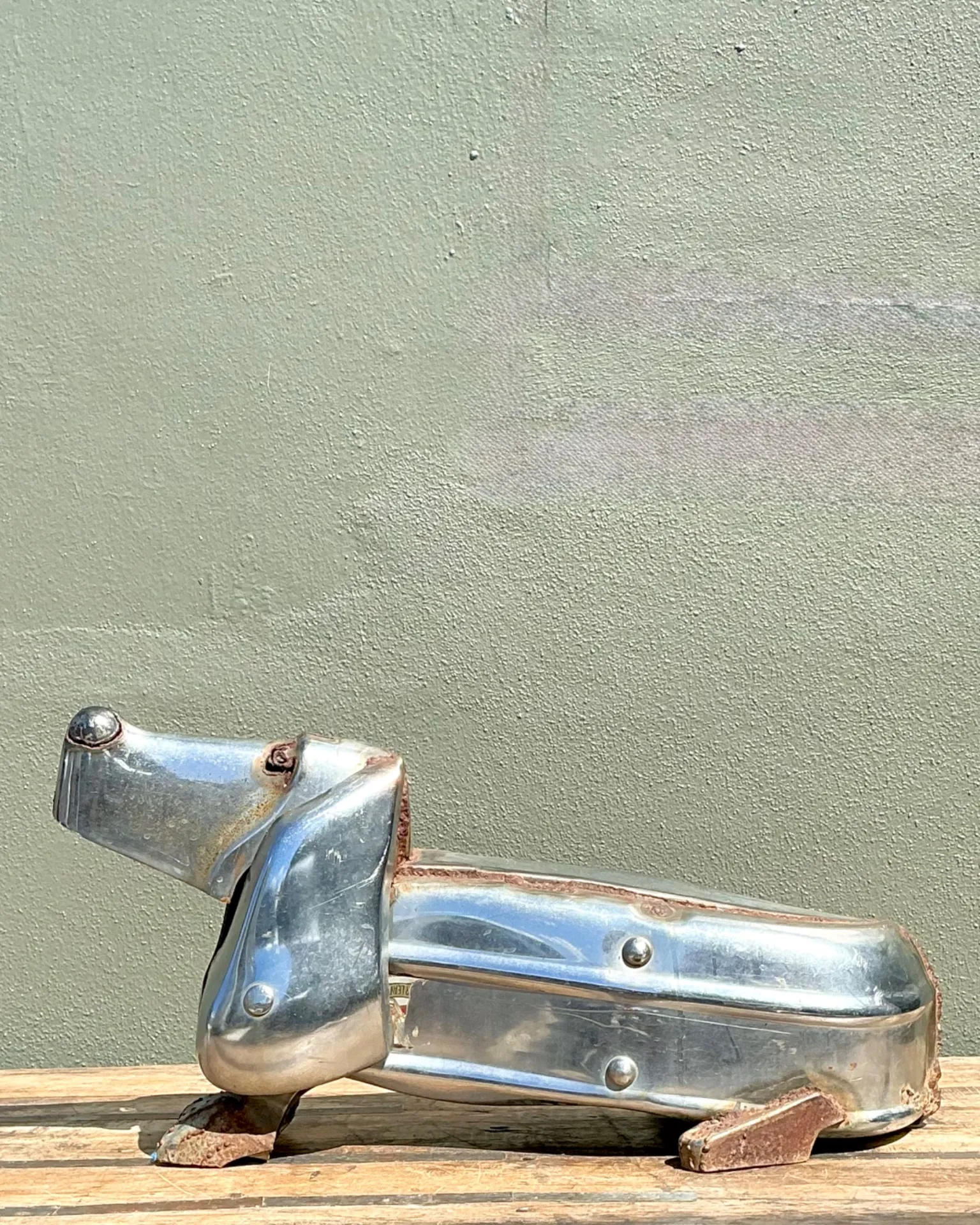 Vintage Chrome Bumper Abstract Dachshund Sculpture — additional photo 1
