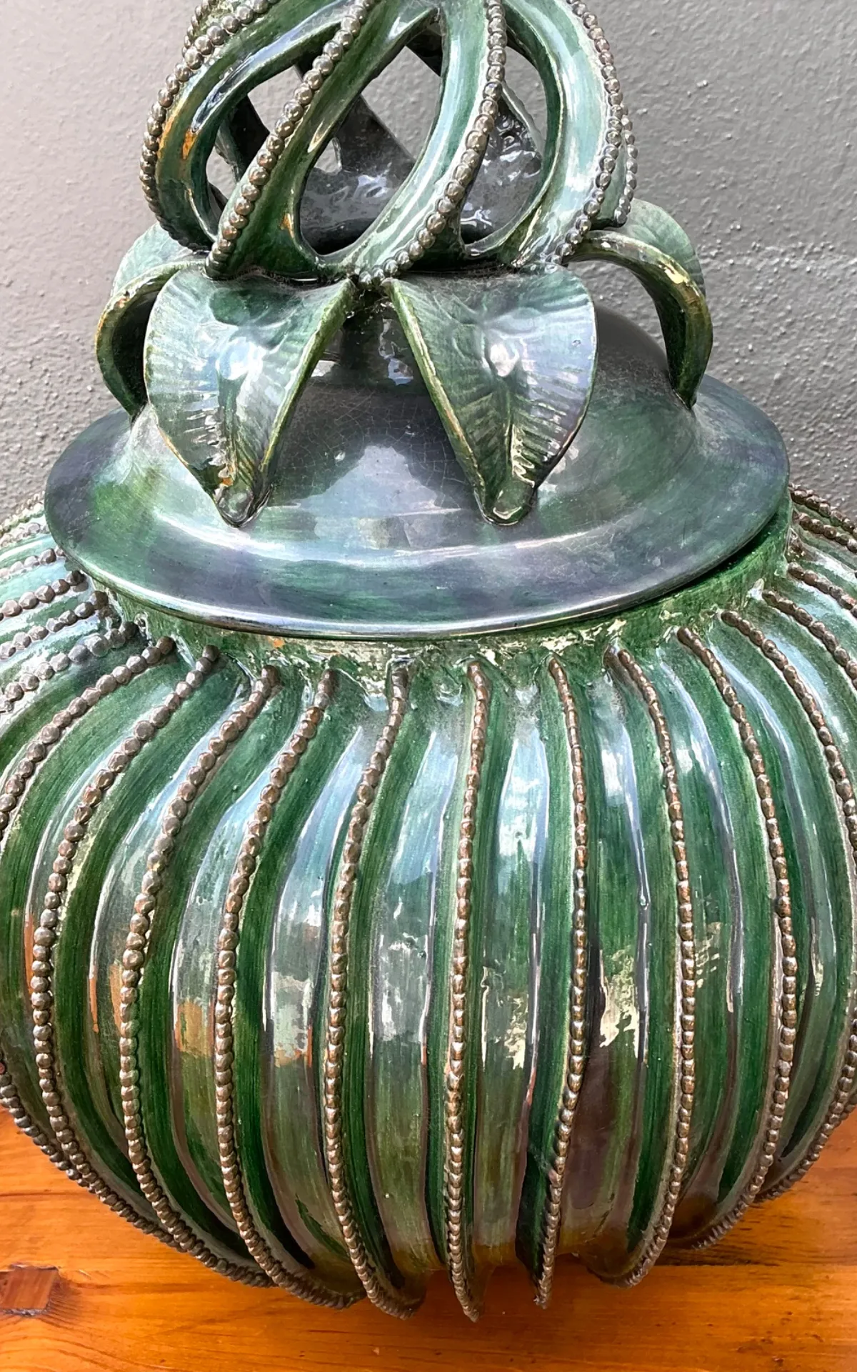 Vintage Hilario Alejo Madrigal Glazed Terracotta Pineapple Jar