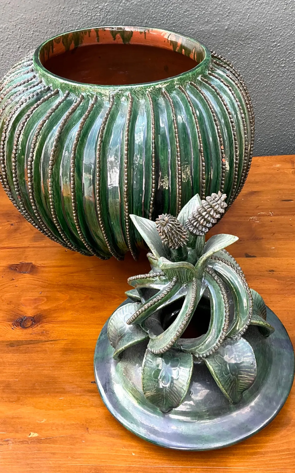 Vintage Hilario Alejo Madrigal Glazed Terracotta Pineapple Jar — additional photo 7