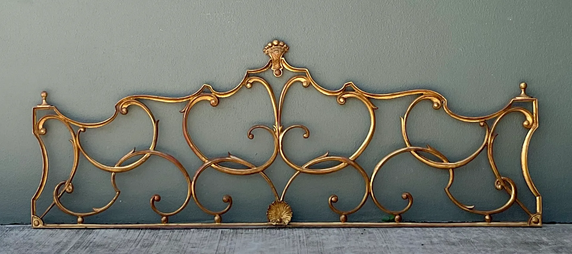 Vintage Italian Palladio Gilt King Scroll Headboard — additional photo 8