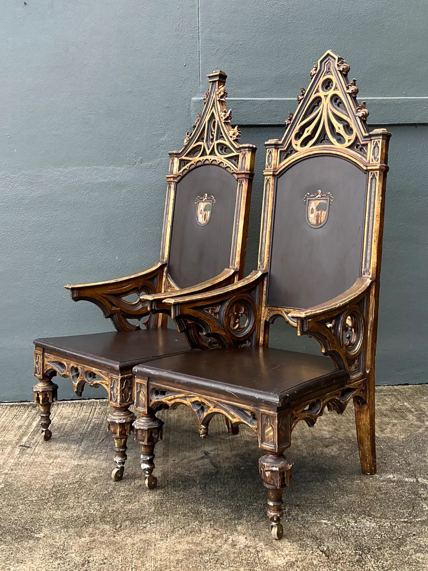 19th Century Gothic Wood High Back Chairs — additional photo 3