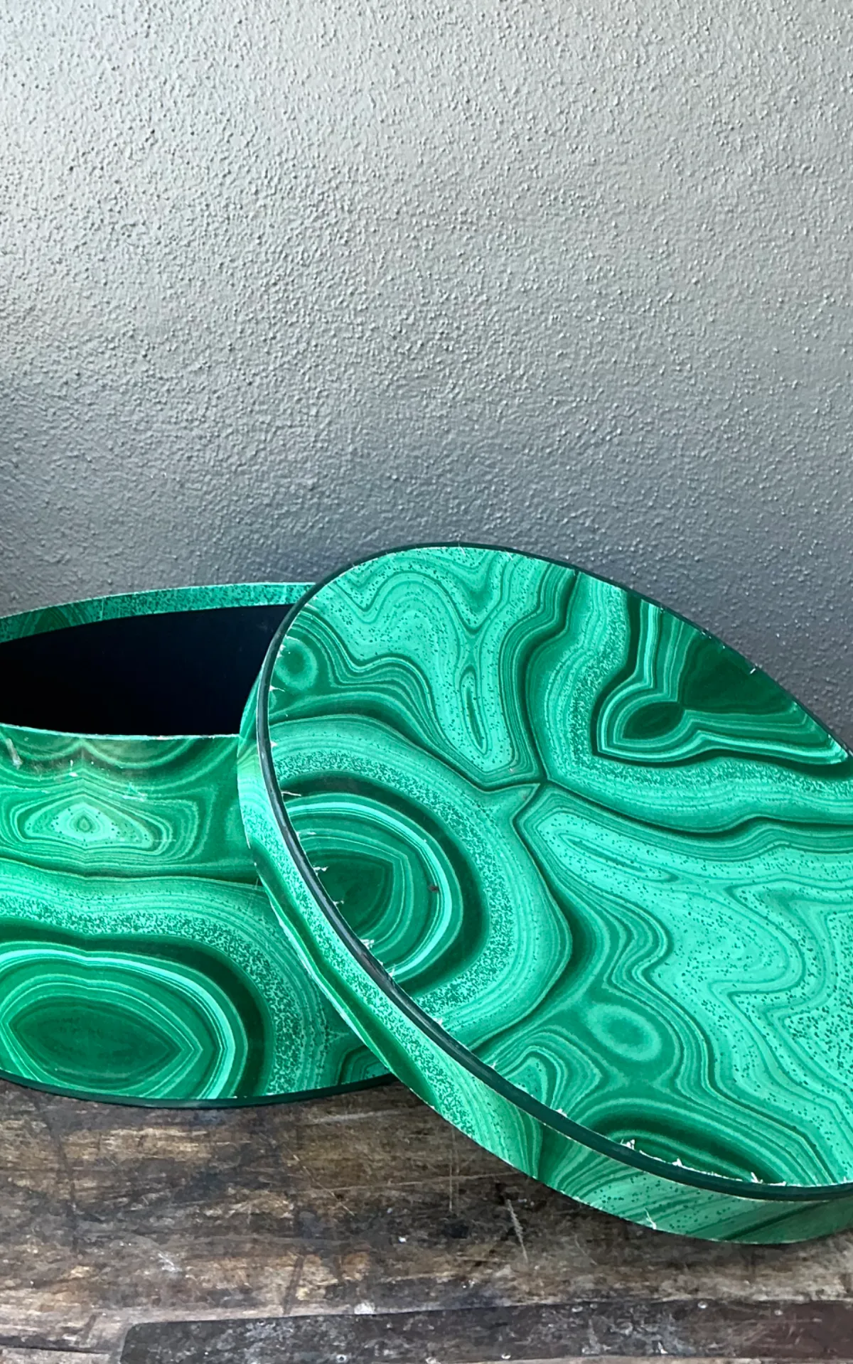 Vintage Green Malachite-Style Decorative Hat Box — additional photo 7