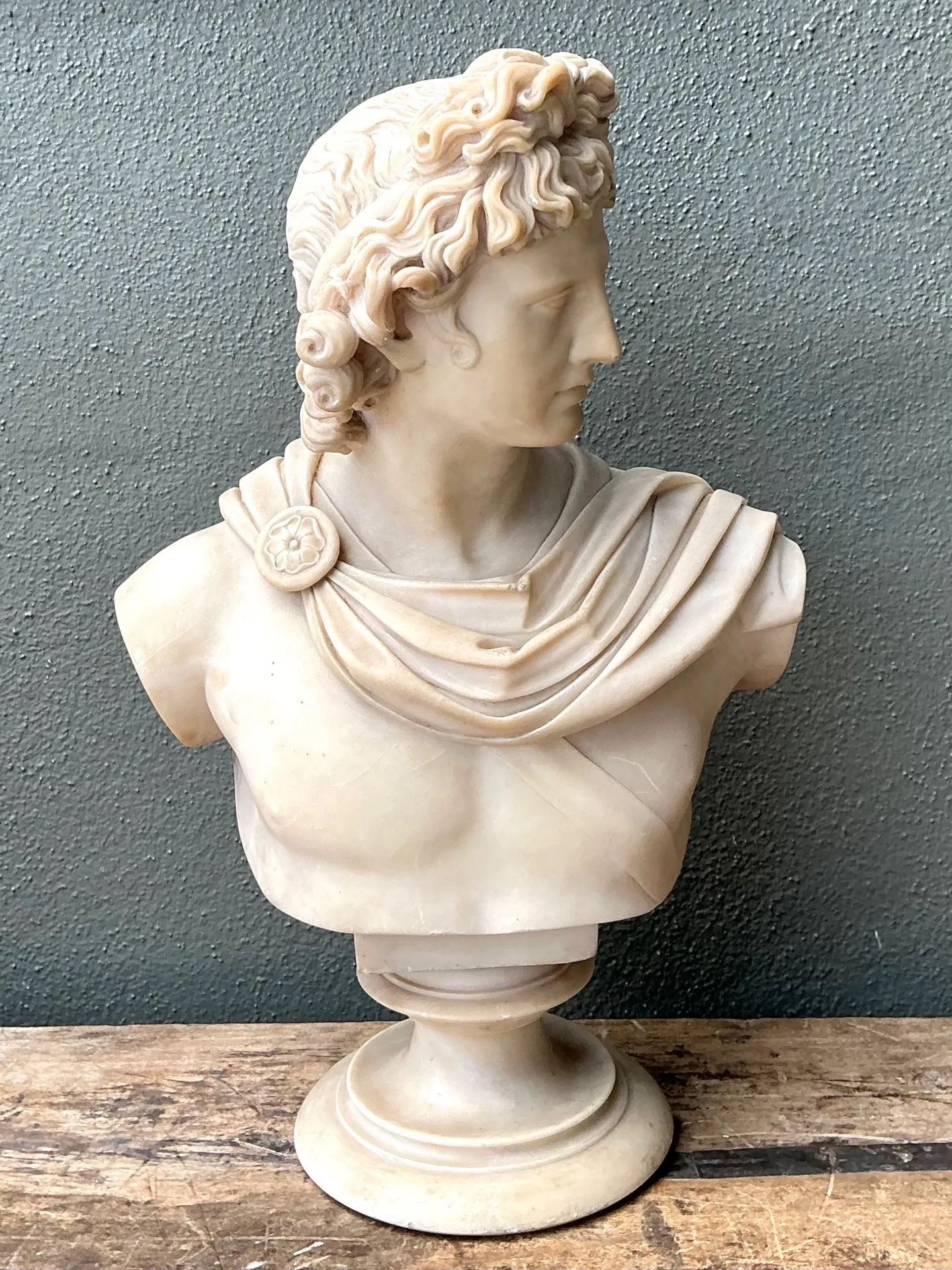 Vintage Grand Tour Alabaster Bust Of Apollo — additional photo 7