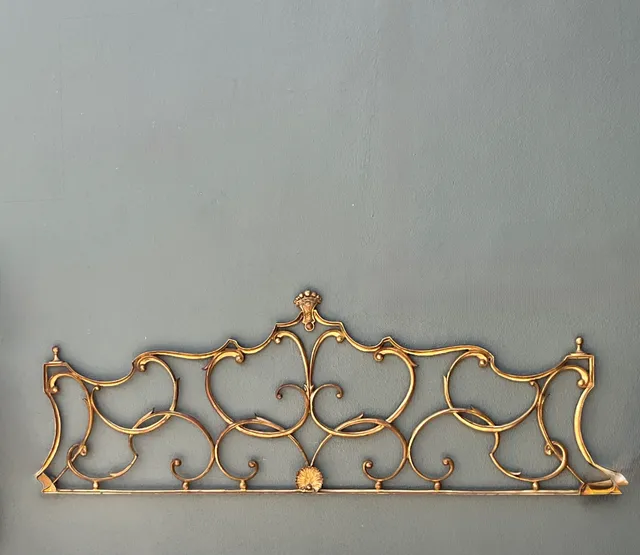 Vintage Italian Palladio Gilt King Scroll Headboard — additional photo 4