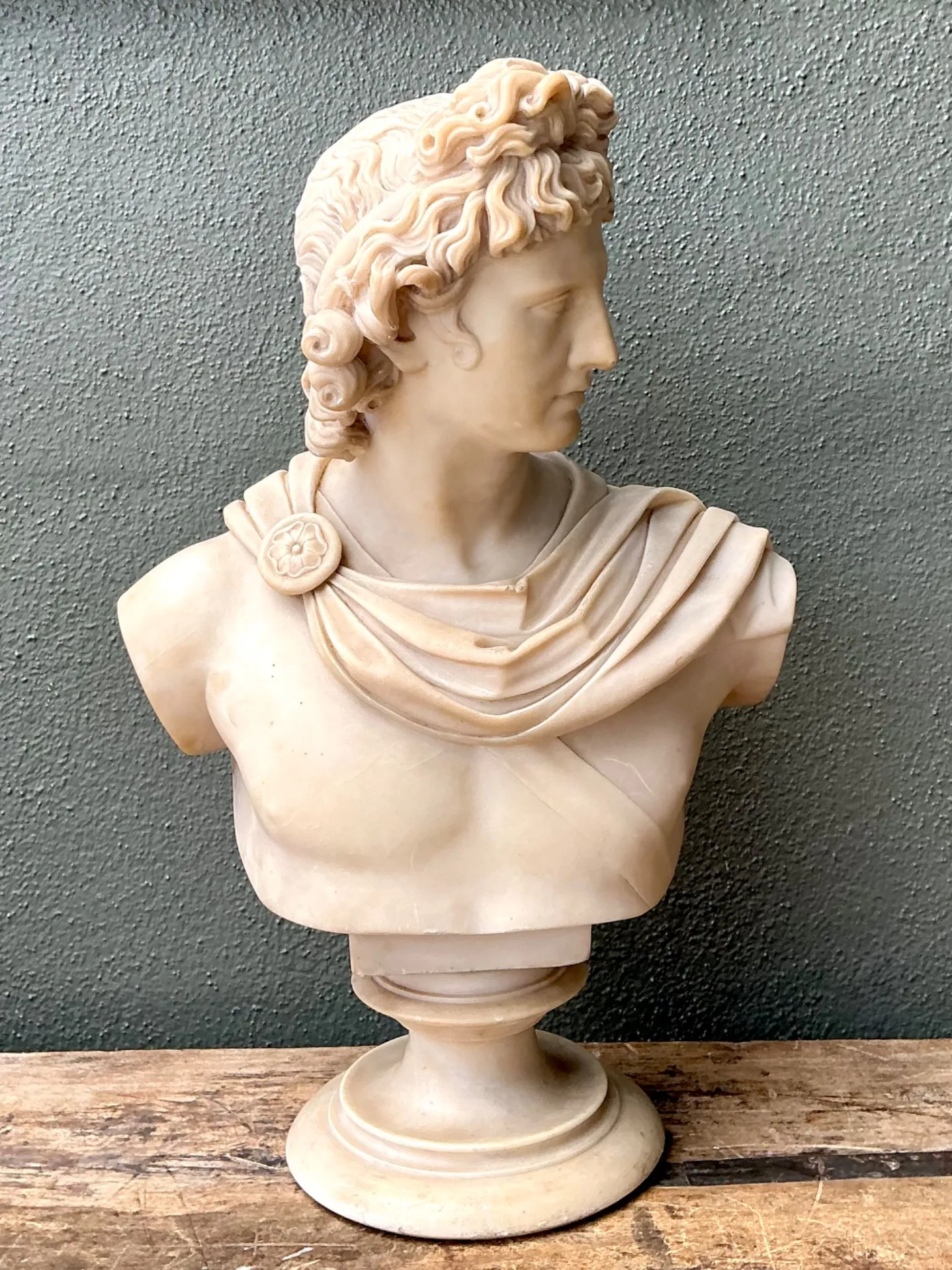 Vintage Grand Tour Alabaster Bust Of Apollo — additional photo 2