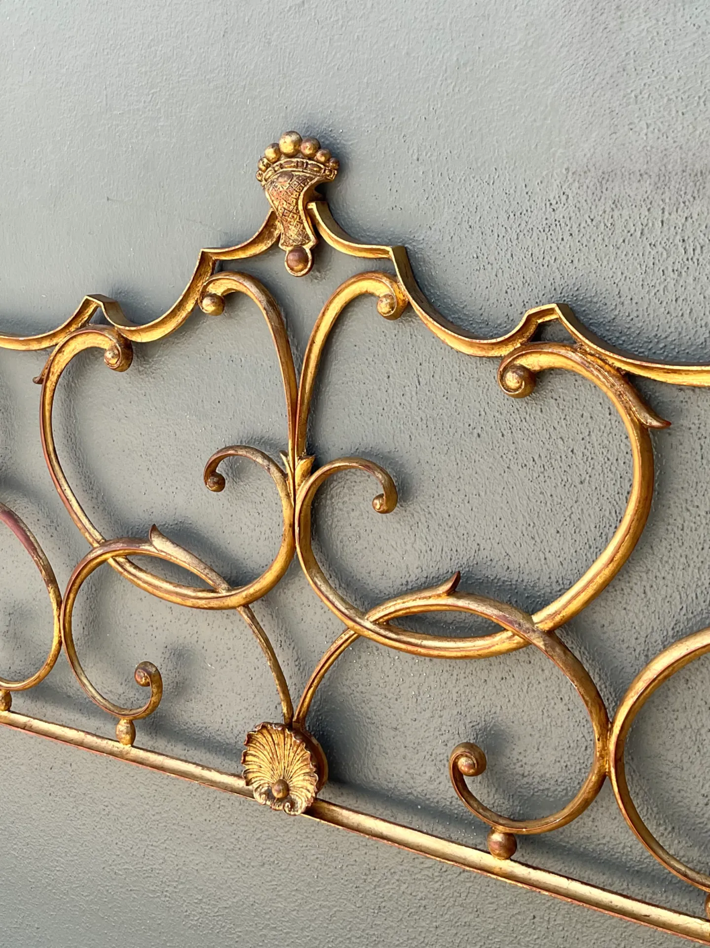 Vintage Italian Palladio Gilt King Scroll Headboard — additional photo 6