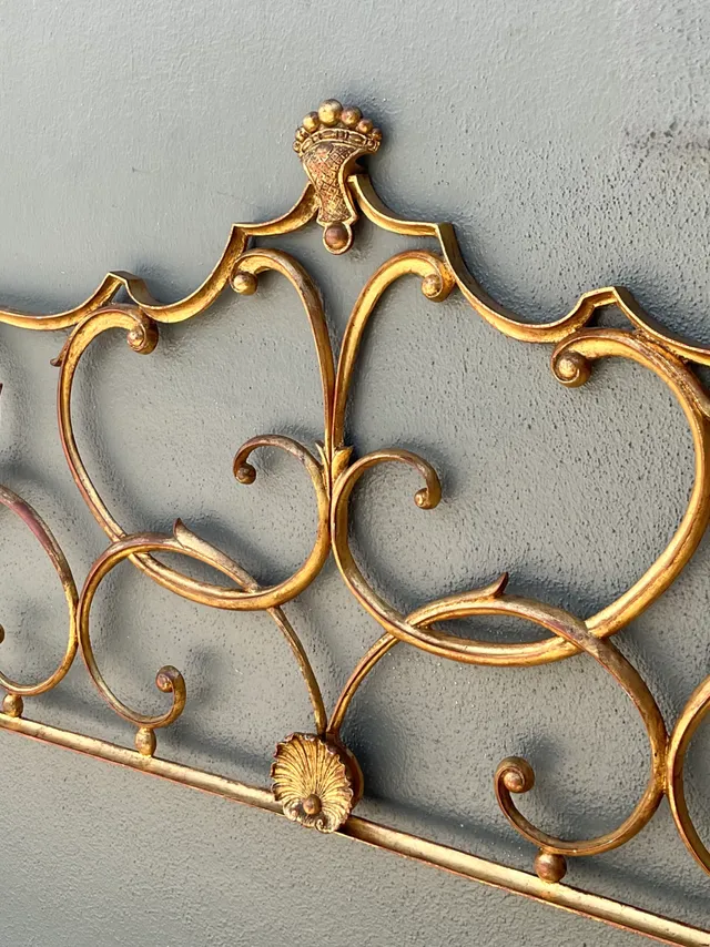 Vintage Italian Palladio Gilt King Scroll Headboard — additional photo 7