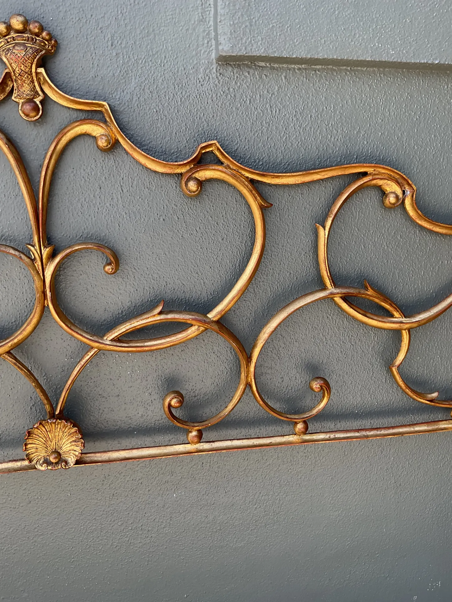 Vintage Italian Palladio Gilt King Scroll Headboard — additional photo 1