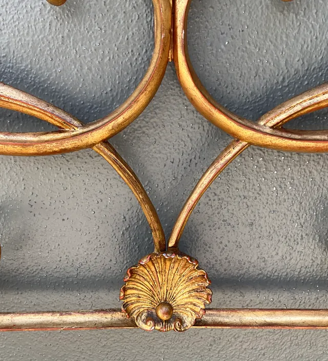 Vintage Italian Palladio Gilt King Scroll Headboard — additional photo 3