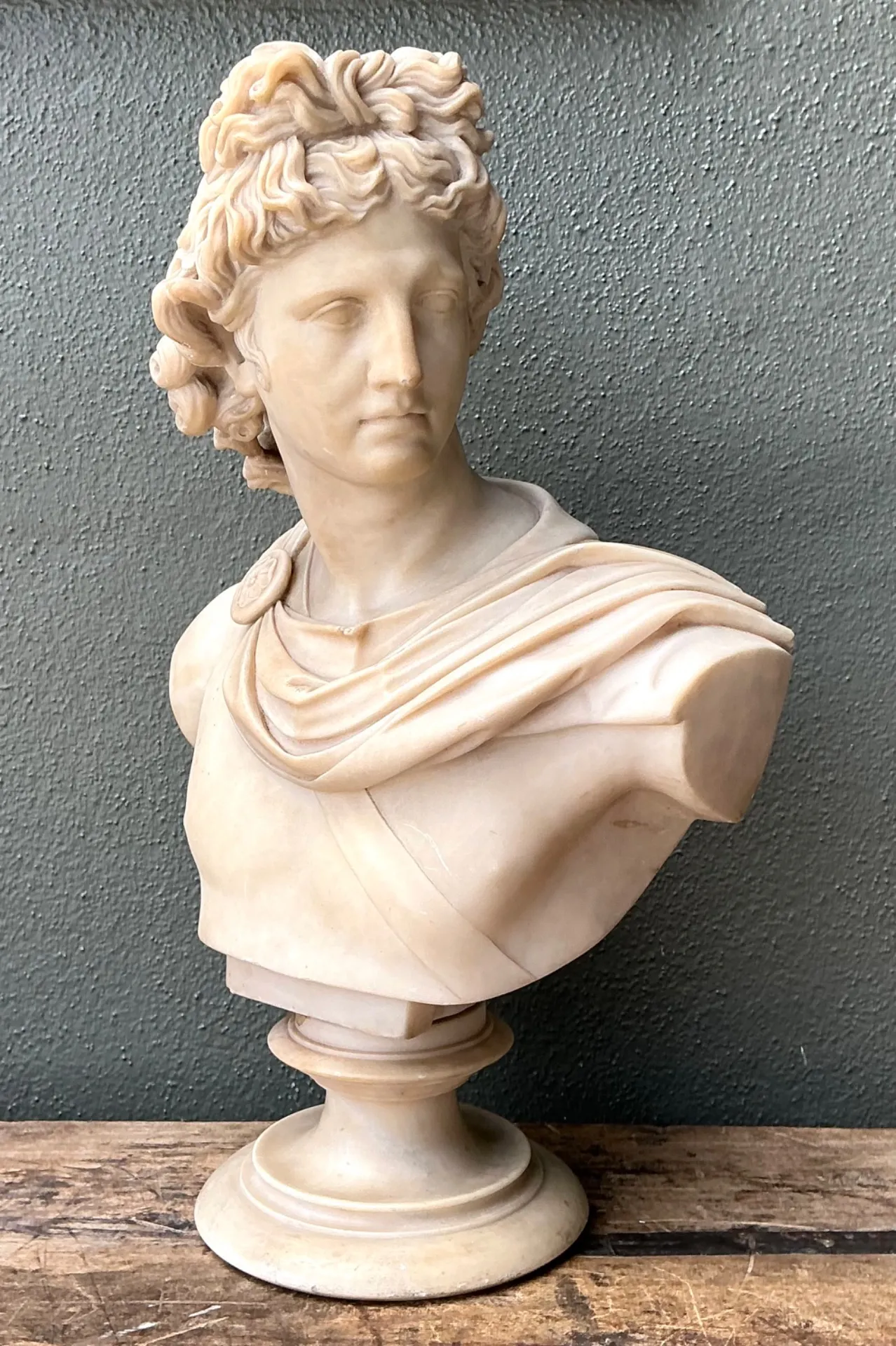 Vintage Grand Tour Alabaster Bust Of Apollo — additional photo 6