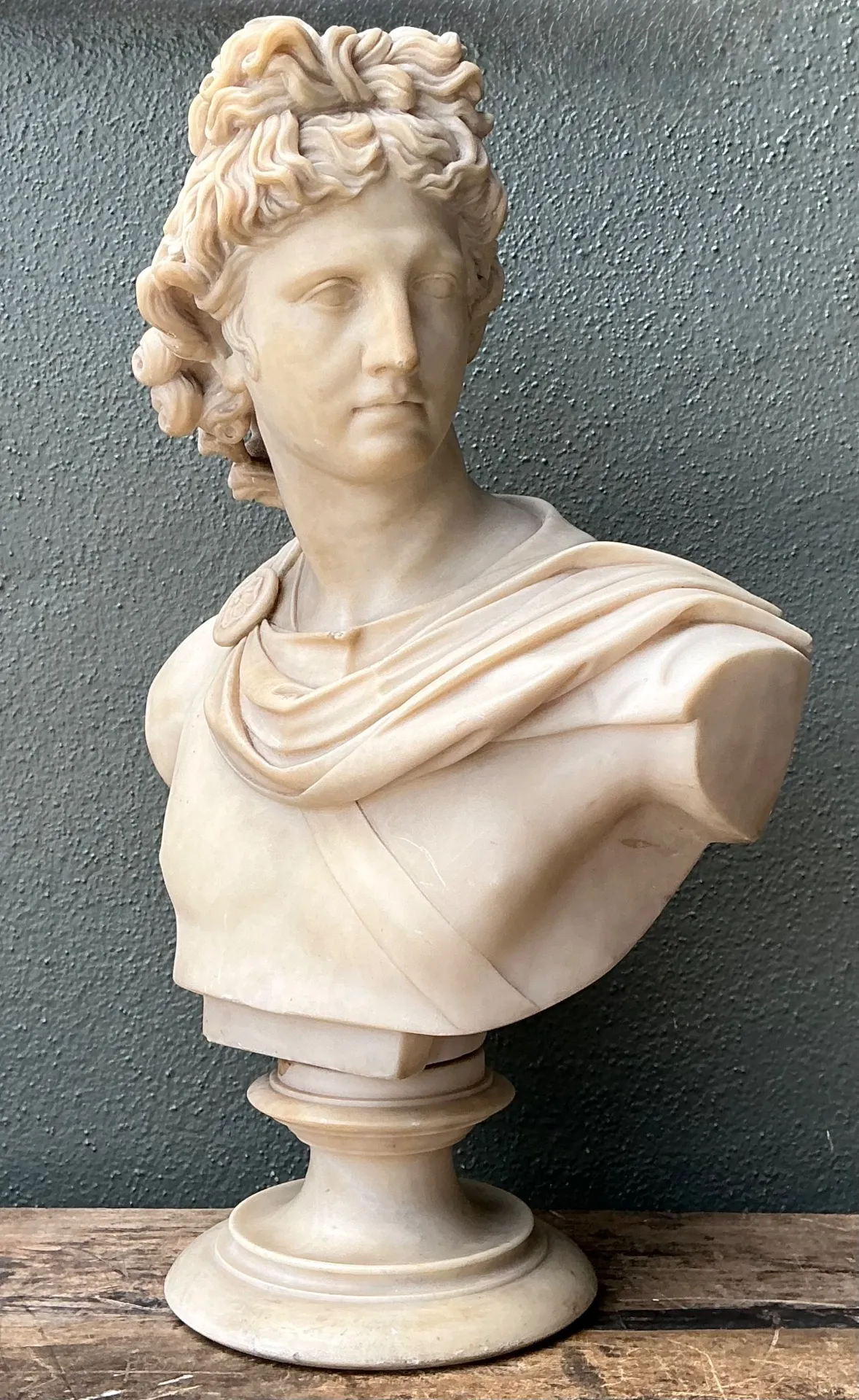 Vintage Grand Tour Alabaster Bust Of Apollo — additional photo 1