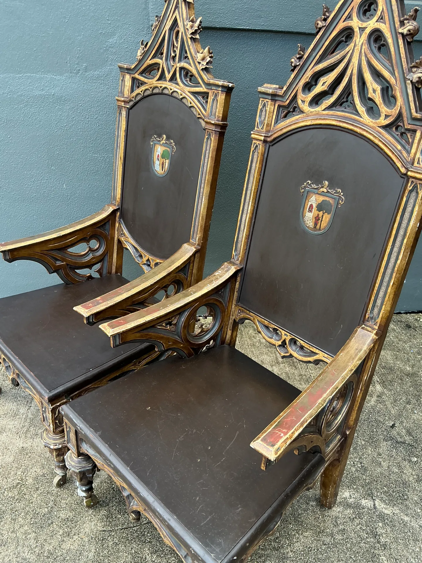 19th Century Gothic Wood High Back Chairs — additional photo 5