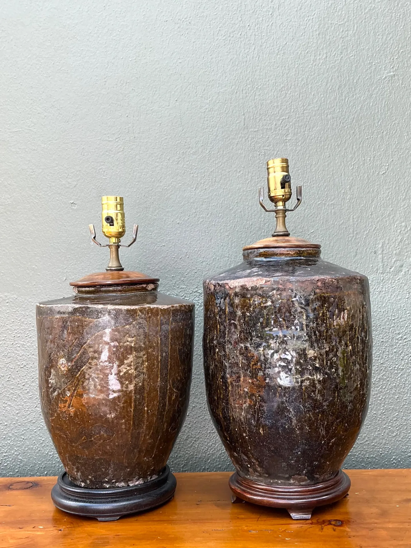 Vintage Boho Glazed Ceramic Lamps - Set Of 2 — additional photo 2