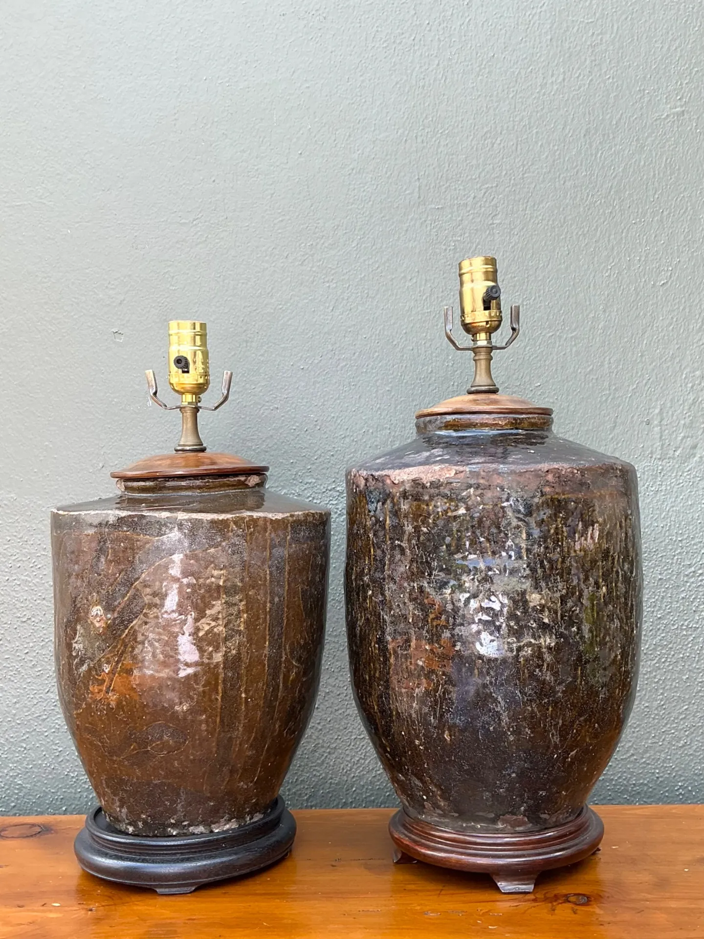 Vintage Boho Glazed Ceramic Lamps - Set Of 2 — additional photo 3