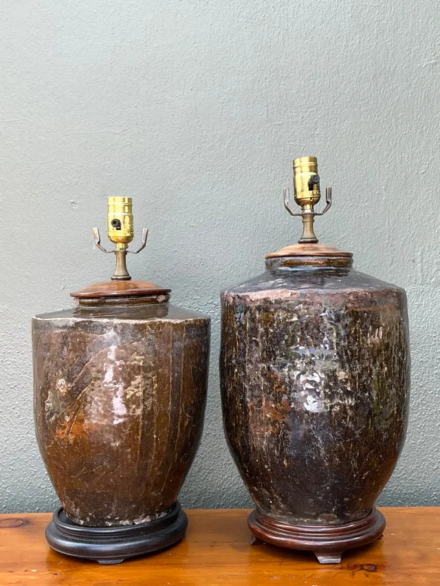 Vintage Boho Glazed Ceramic Lamps - Set Of 2 — additional photo 5