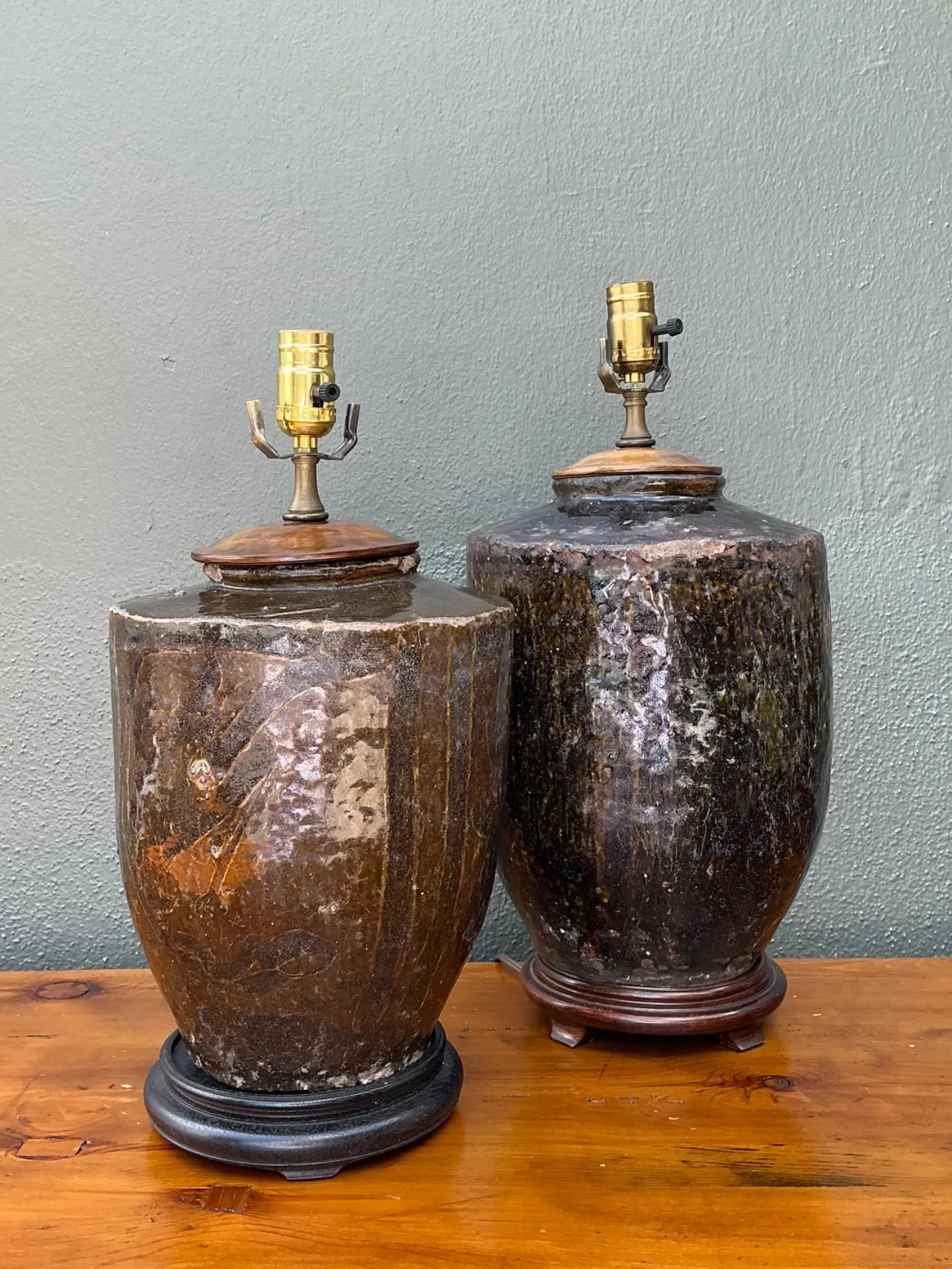 Vintage Boho Glazed Ceramic Lamps - Set Of 2 — additional photo 7