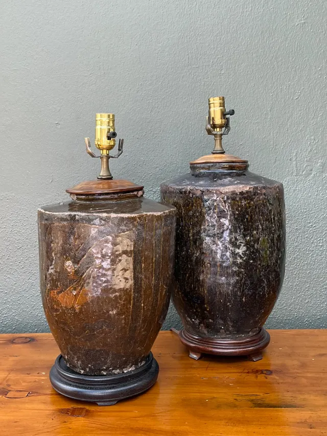 Vintage Boho Glazed Ceramic Lamps - Set Of 2 — additional photo 7