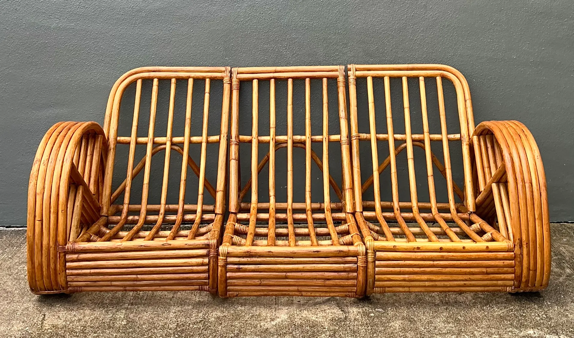 Mid-Century Modern Five Strand Rattan Sofa After Frankl — additional photo 6