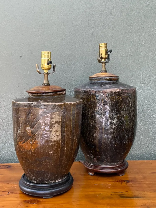 Vintage Boho Glazed Ceramic Lamps - Set Of 2 — additional photo 1