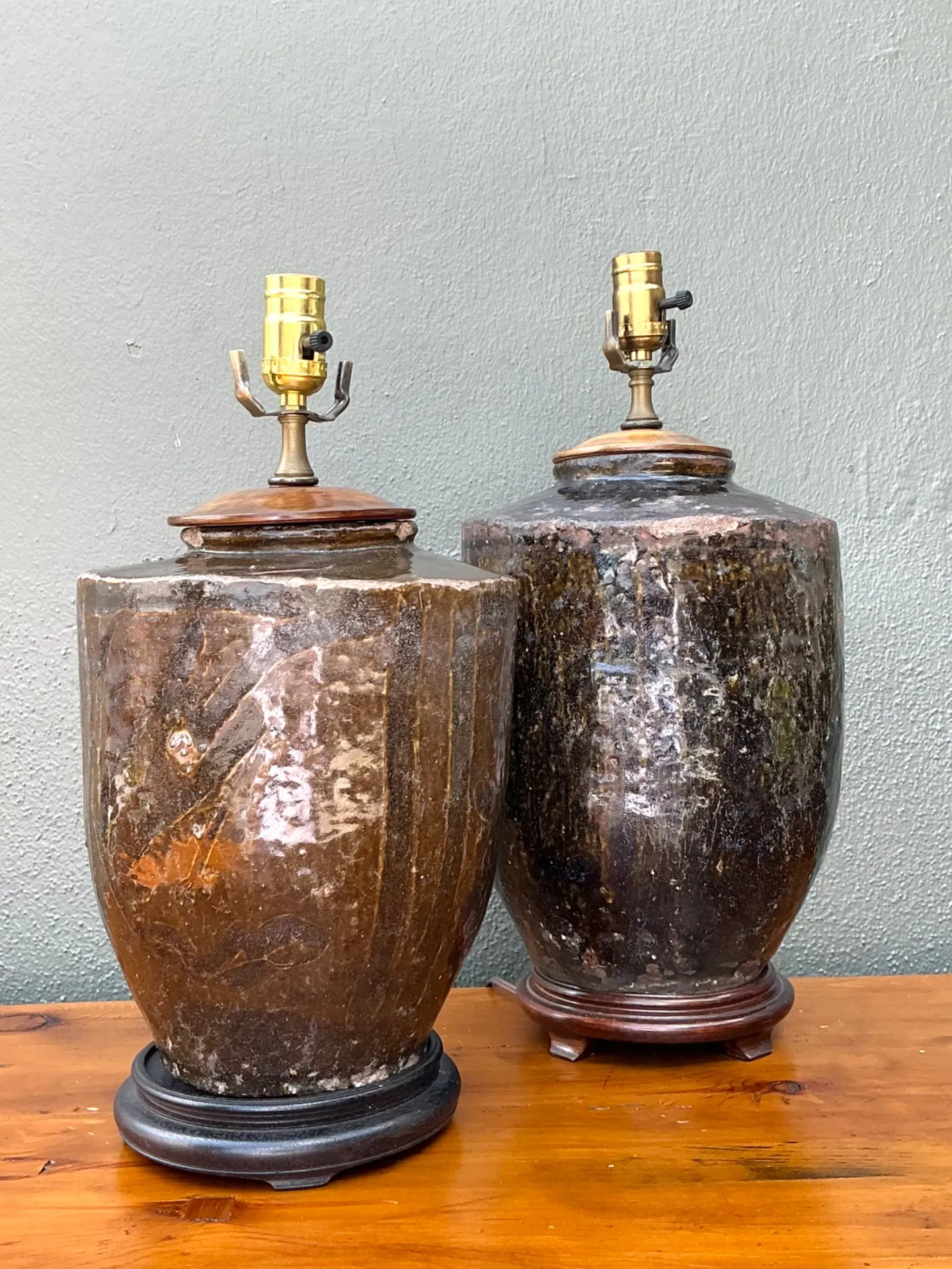 Vintage Boho Glazed Ceramic Lamps - Set Of 2 — additional photo 8