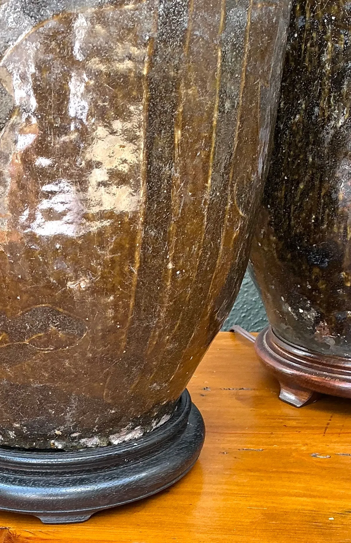 Vintage Boho Glazed Ceramic Lamps - Set Of 2 - Top view