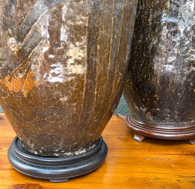 Vintage Boho Glazed Ceramic Lamps - Set Of 2 — additional photo 4