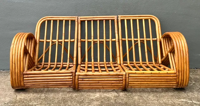 Mid-Century Modern Five Strand Rattan Sofa After Frankl — additional photo 4