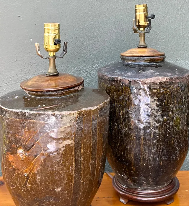 Vintage Boho Glazed Ceramic Lamps - Set Of 2 — additional photo 6