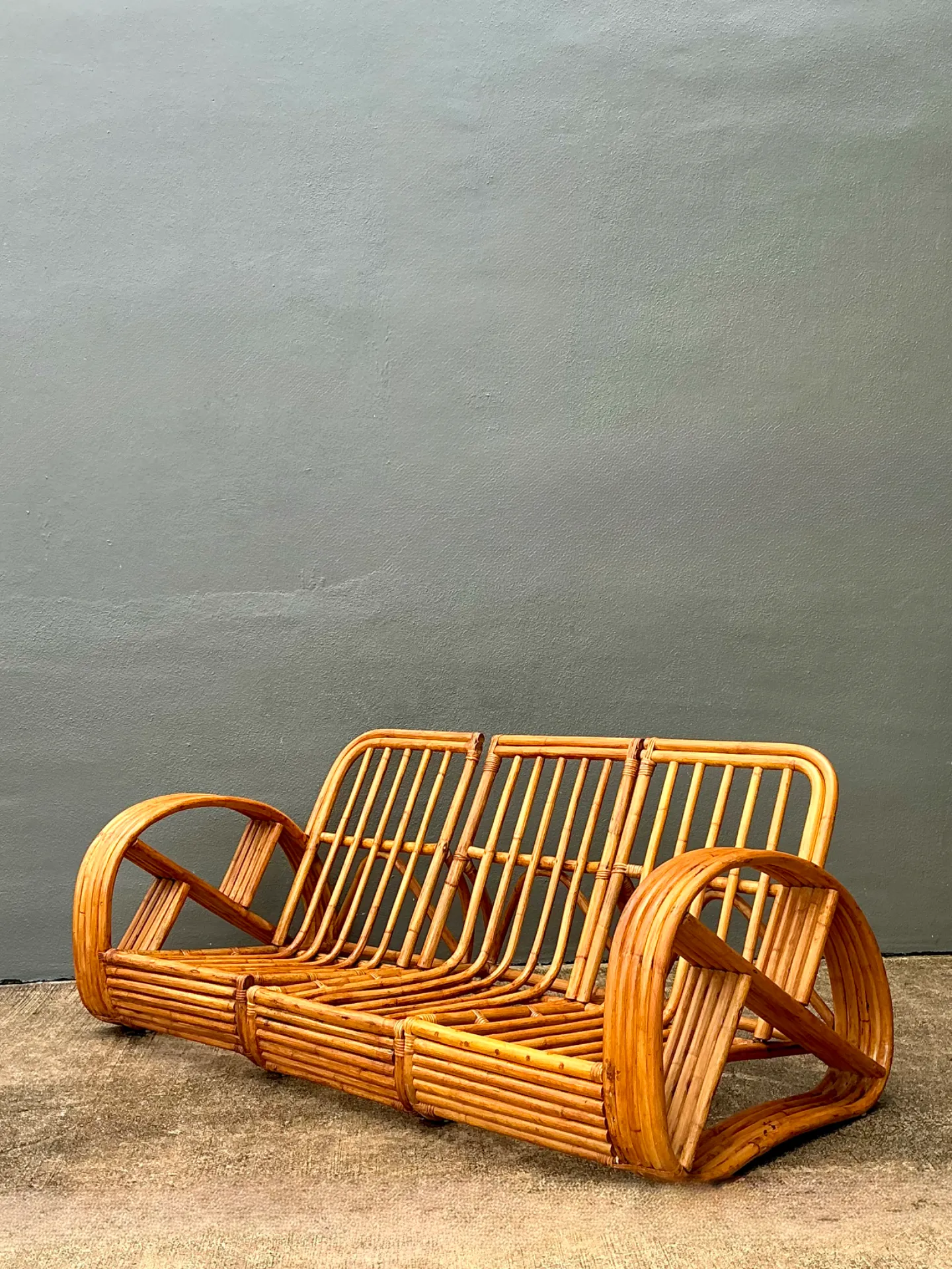 Mid-Century Modern Five Strand Rattan Sofa After Frankl — additional photo 7