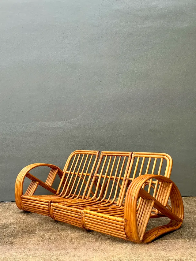 Mid-Century Modern Five Strand Rattan Sofa After Frankl — additional photo 7
