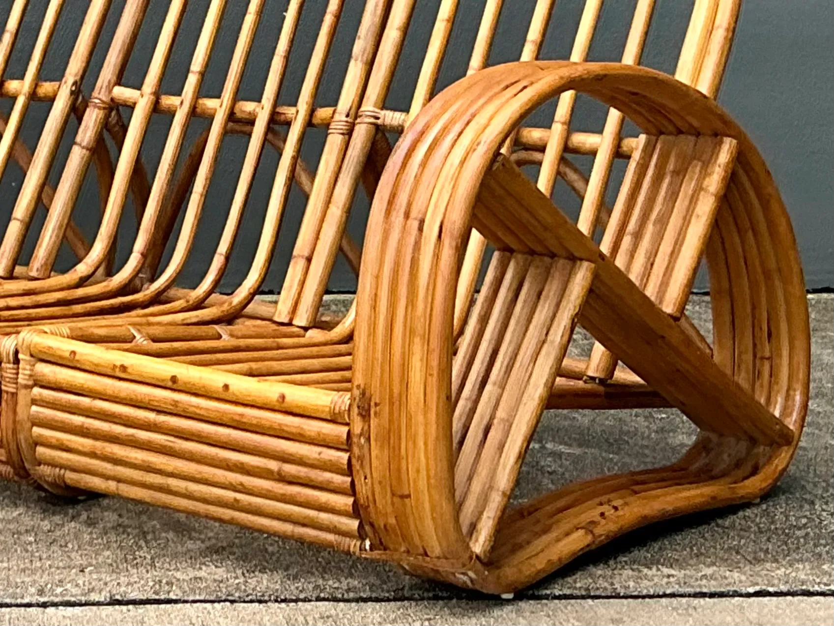 Mid-Century Modern Five Strand Rattan Sofa After Frankl — additional photo 5