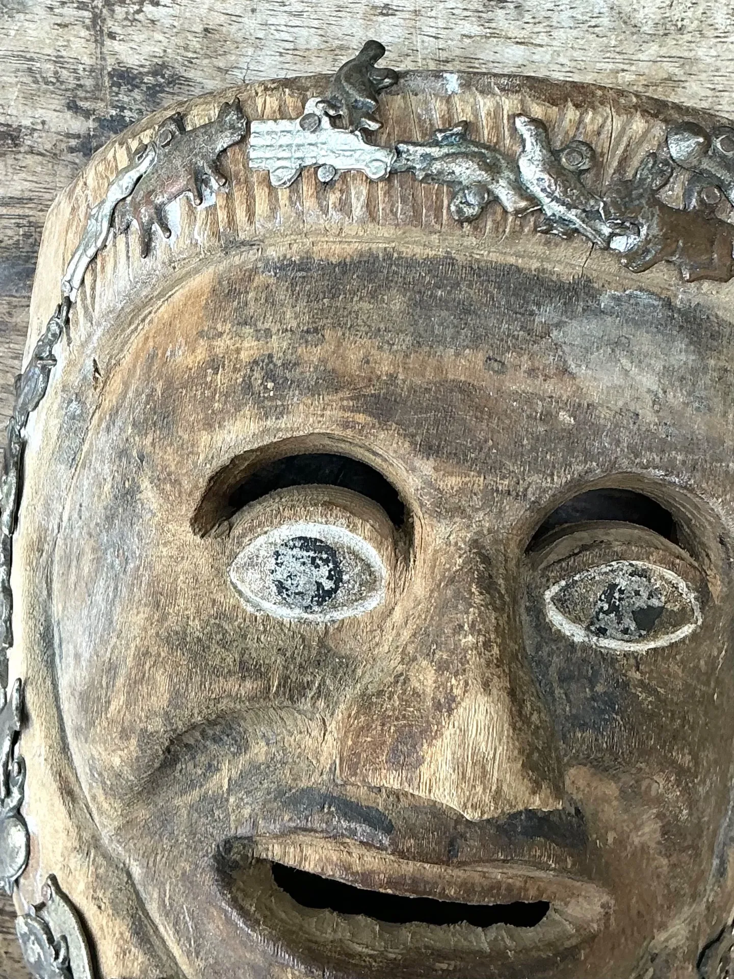 Vintage Tribal Sacred Charms Carved Wood Mask — additional photo 3