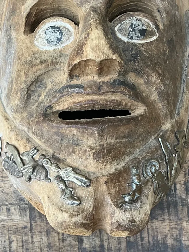 Vintage Tribal Sacred Charms Carved Wood Mask — additional photo 1