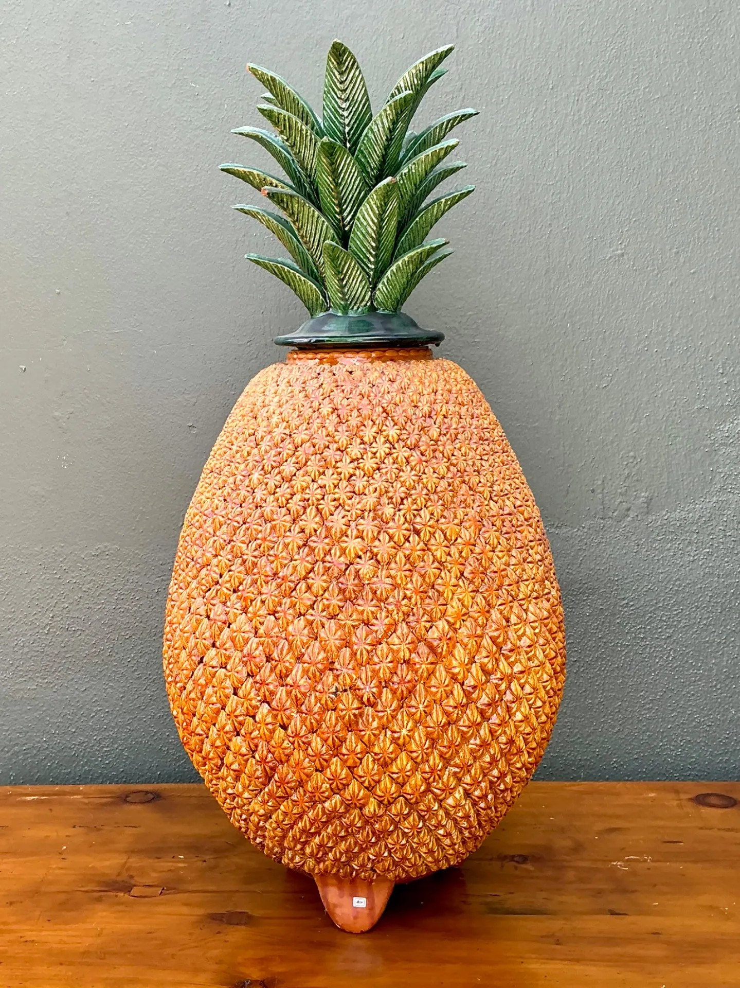 Vintage Mexican Hilario Alejo Madrigal Glazed Terracotta Pineapple — additional photo 6