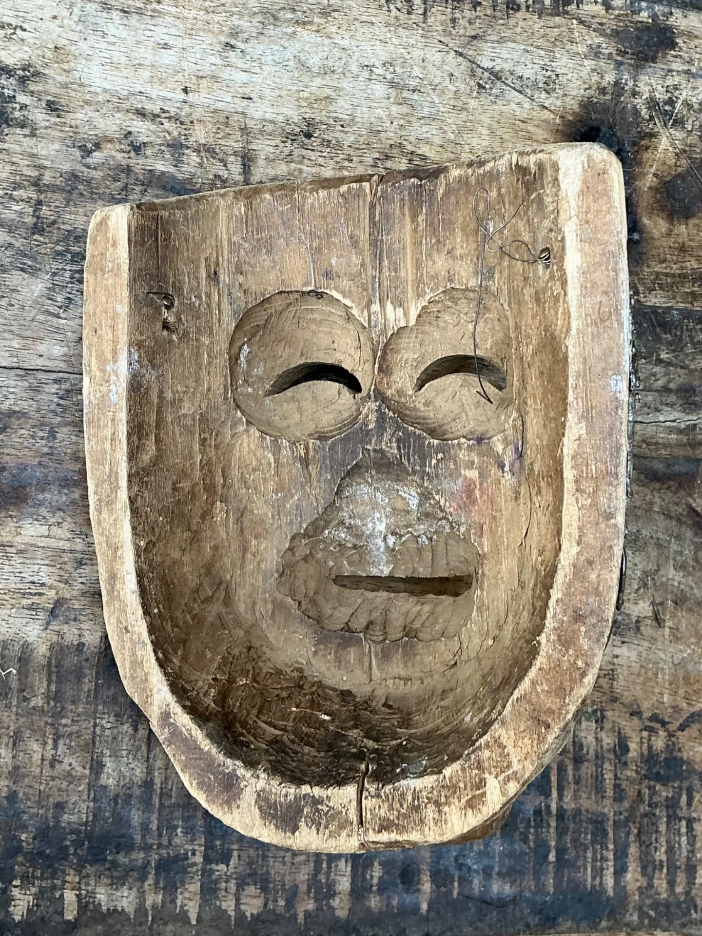 Vintage Tribal Sacred Charms Carved Wood Mask — additional photo 2