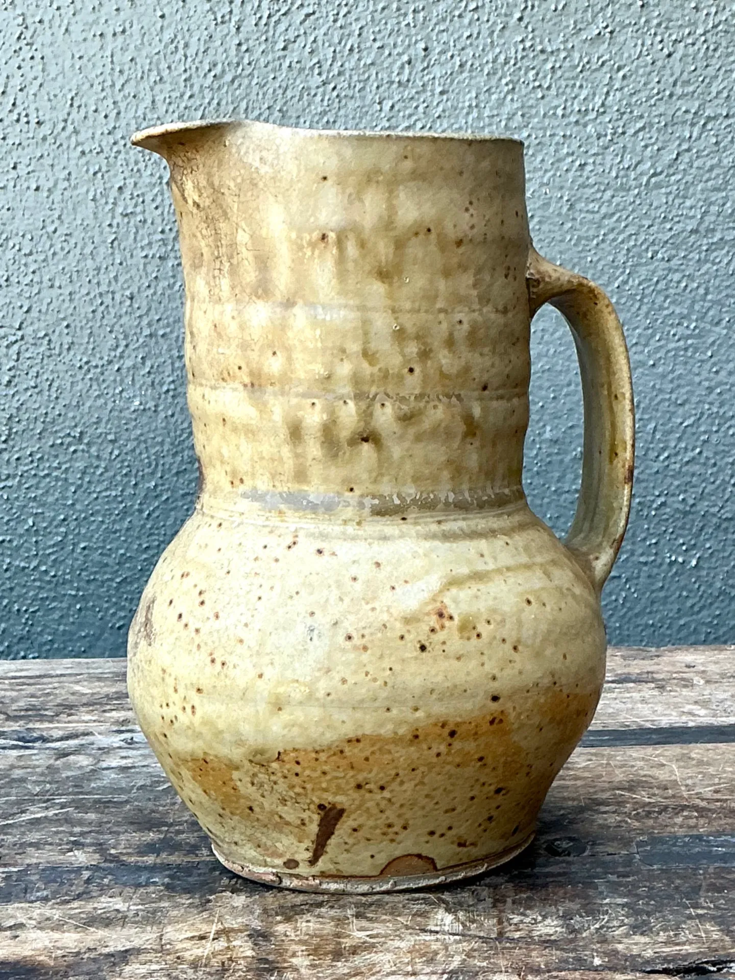 Vintage Handcrafted Beige Ceramic Jug — additional photo 2