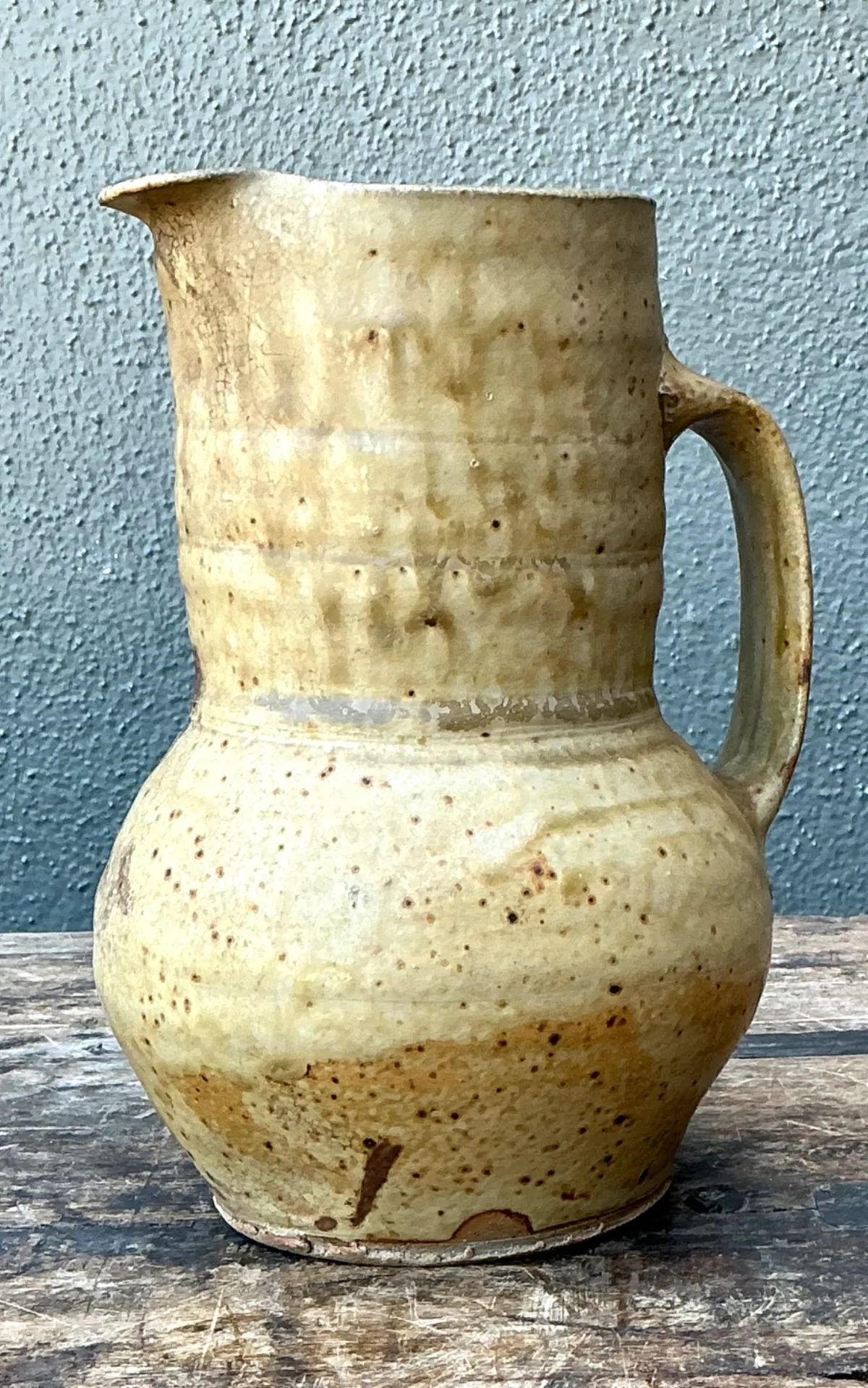 Vintage Handcrafted Beige Ceramic Jug — additional photo 2